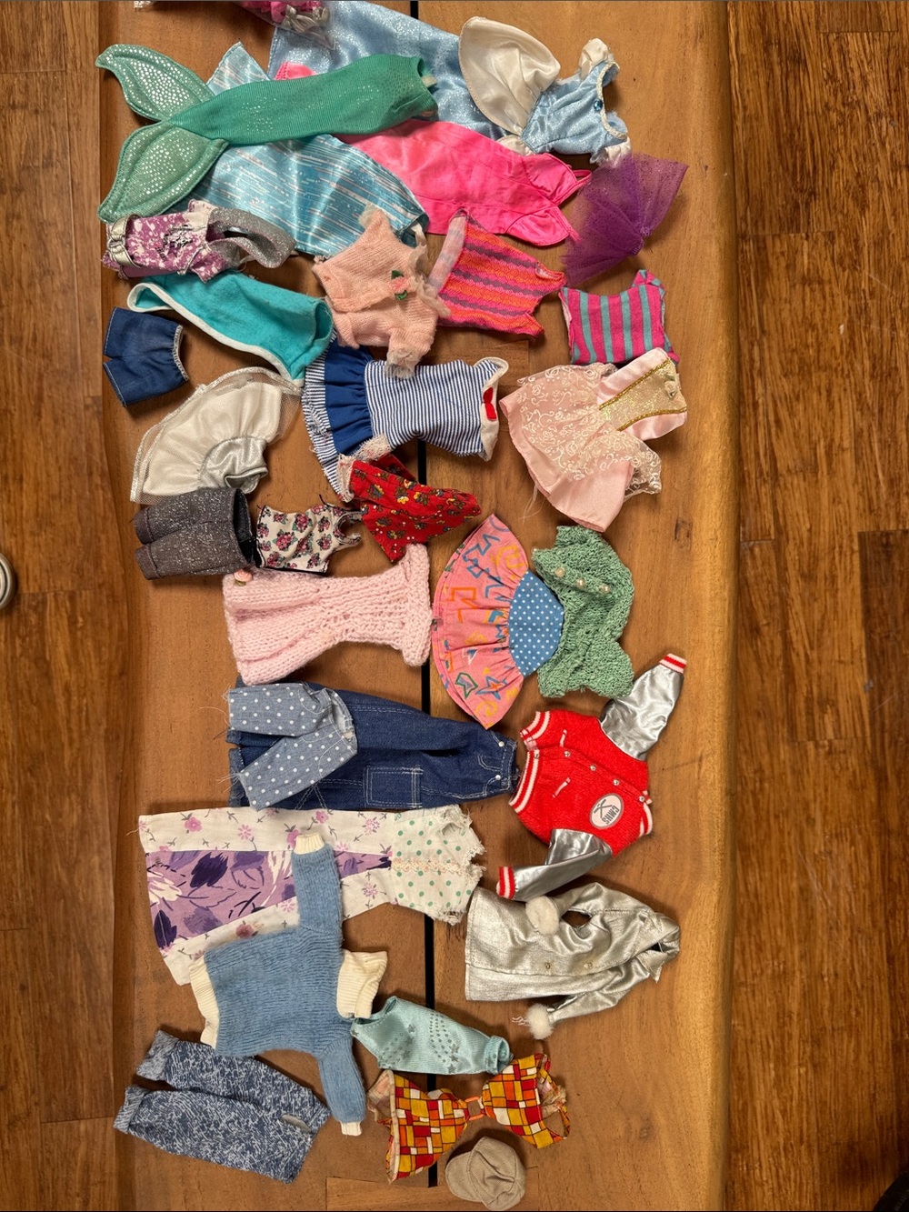 Barbie Assorted Vintage Doll Clothes Lot - Pink Blue Green Red Silver Purple